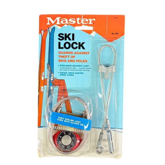 Master Other - Master Ski Lock No. 859 Vinyl-Coated Steel Cable Combination Lock For Skis & Pol